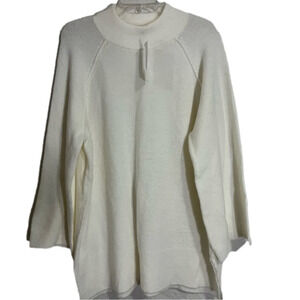 𝅺NWT Calvin Klein Ivory Mock Neck Sweater, Wide Arms, XL
